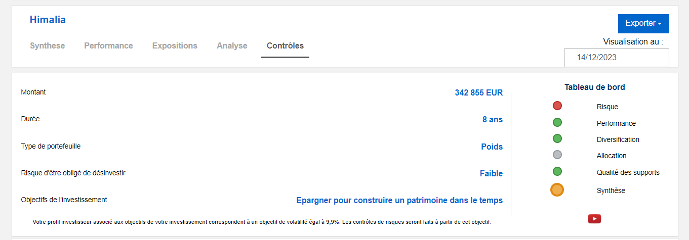 illustration d'une proposition d'allocation dans la licence Quantalys